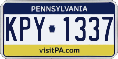 PA license plate KPY1337