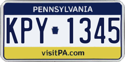 PA license plate KPY1345