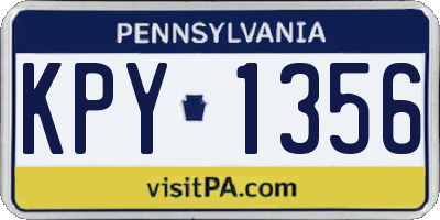 PA license plate KPY1356