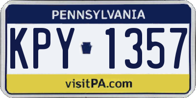 PA license plate KPY1357