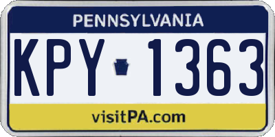 PA license plate KPY1363