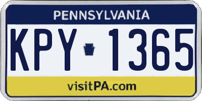 PA license plate KPY1365