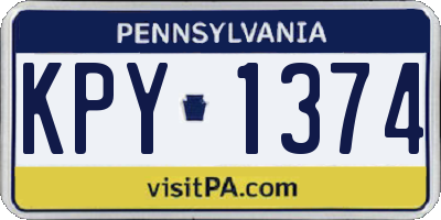 PA license plate KPY1374