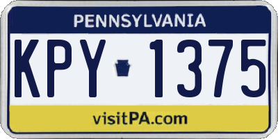 PA license plate KPY1375