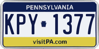 PA license plate KPY1377