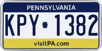 PA license plate KPY1382
