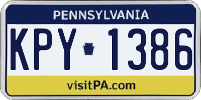 PA license plate KPY1386