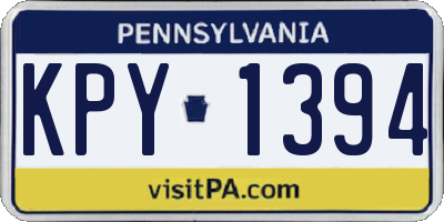 PA license plate KPY1394