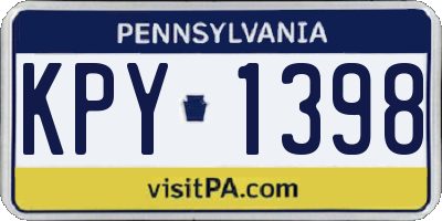 PA license plate KPY1398