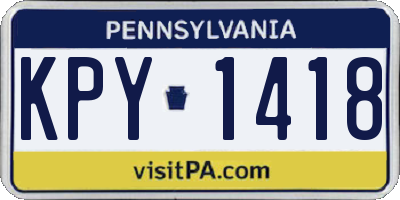 PA license plate KPY1418