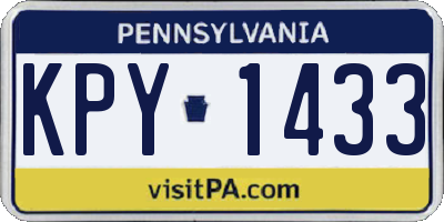 PA license plate KPY1433