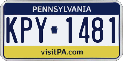 PA license plate KPY1481