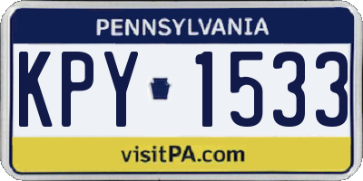 PA license plate KPY1533