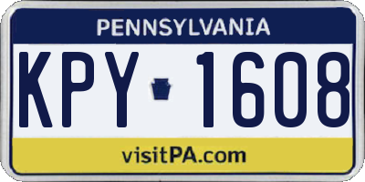 PA license plate KPY1608