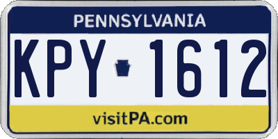 PA license plate KPY1612