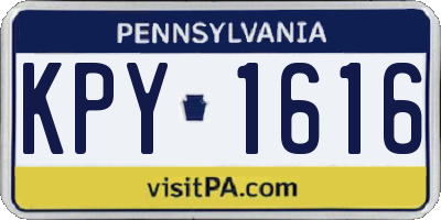 PA license plate KPY1616
