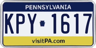 PA license plate KPY1617