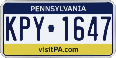 PA license plate KPY1647
