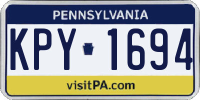 PA license plate KPY1694