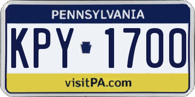 PA license plate KPY1700