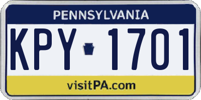 PA license plate KPY1701