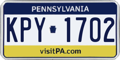 PA license plate KPY1702