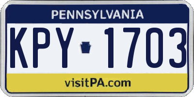 PA license plate KPY1703