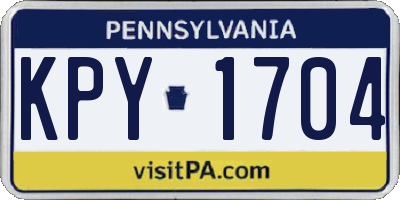 PA license plate KPY1704