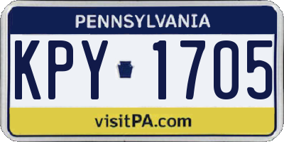 PA license plate KPY1705