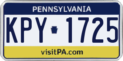 PA license plate KPY1725