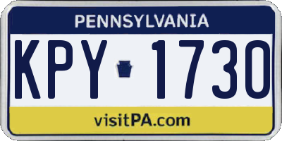PA license plate KPY1730