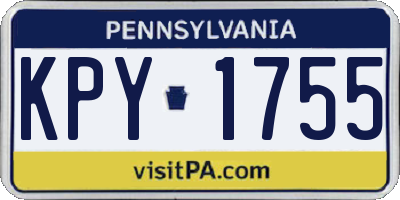PA license plate KPY1755