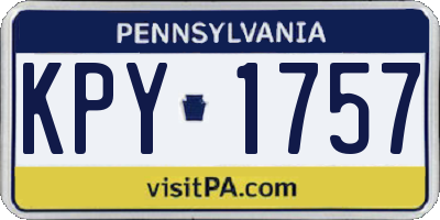 PA license plate KPY1757