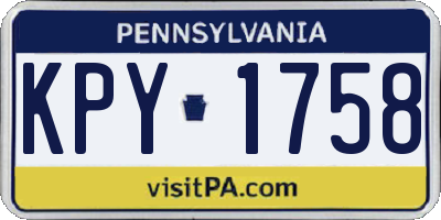 PA license plate KPY1758