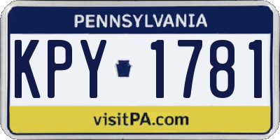 PA license plate KPY1781