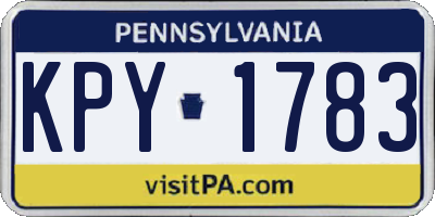 PA license plate KPY1783
