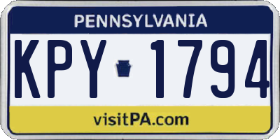 PA license plate KPY1794