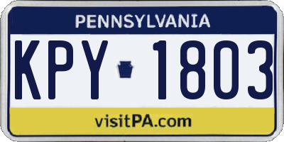 PA license plate KPY1803