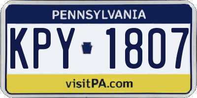 PA license plate KPY1807