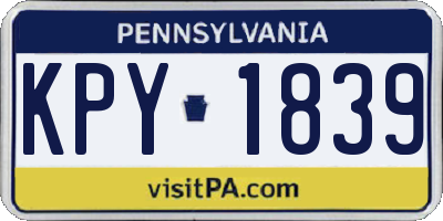 PA license plate KPY1839