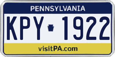 PA license plate KPY1922