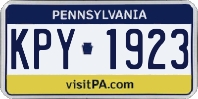 PA license plate KPY1923