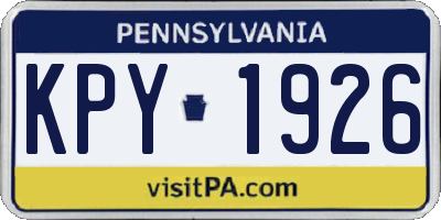 PA license plate KPY1926