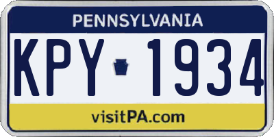 PA license plate KPY1934
