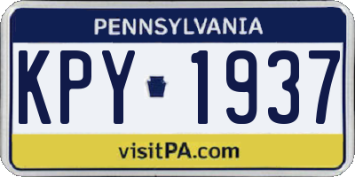 PA license plate KPY1937