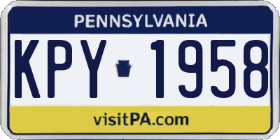 PA license plate KPY1958