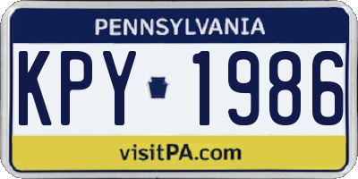 PA license plate KPY1986