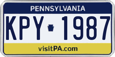 PA license plate KPY1987