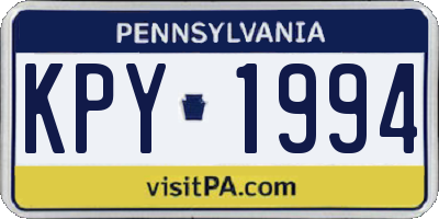 PA license plate KPY1994