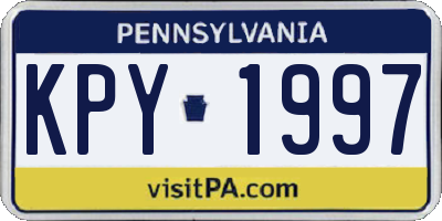PA license plate KPY1997